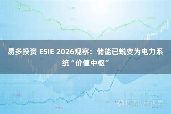 易多投资 ESIE 2026观察：储能已蜕变为电力系统“价值中枢”