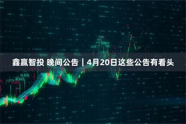 鑫赢智投 晚间公告｜4月20日这些公告有看头